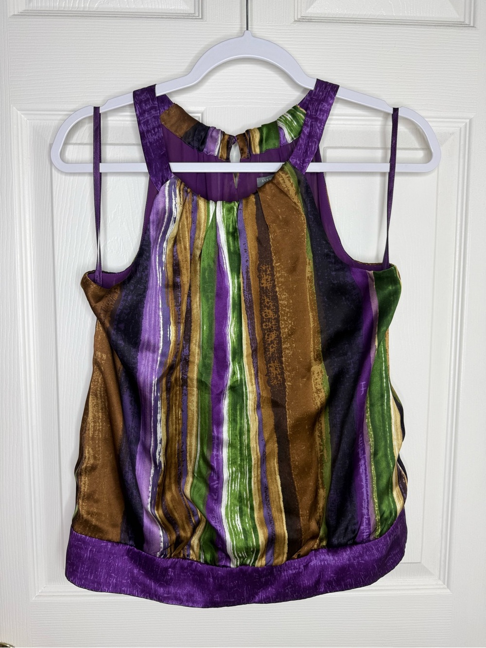 Ann Taylor Petites MP Multicolor Abstract Stripe Sleeveless Tank Top